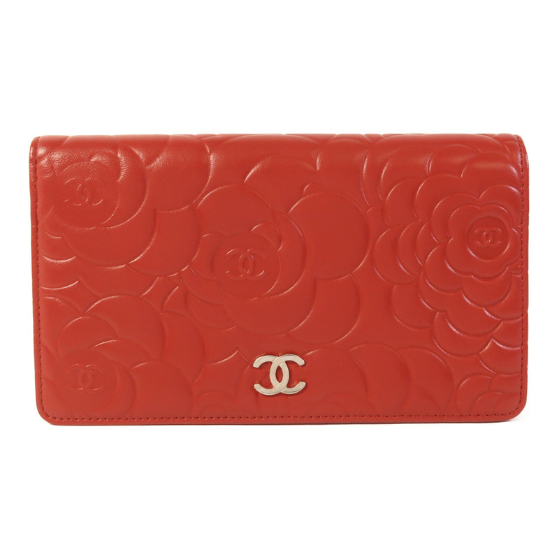 CHANEL 羊皮皮革Long Wallet銀扣長錢包-0