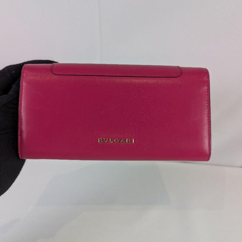 莉亞精品♡Bvlgari 桃紅色長夾 九新美品-2