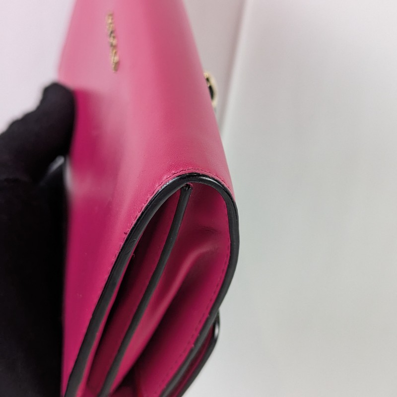 莉亞精品♡Bvlgari 桃紅色長夾 九新美品-3