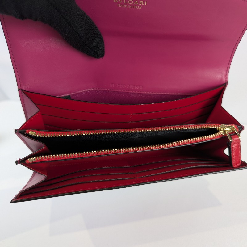 莉亞精品♡Bvlgari 桃紅色長夾 九新美品-7