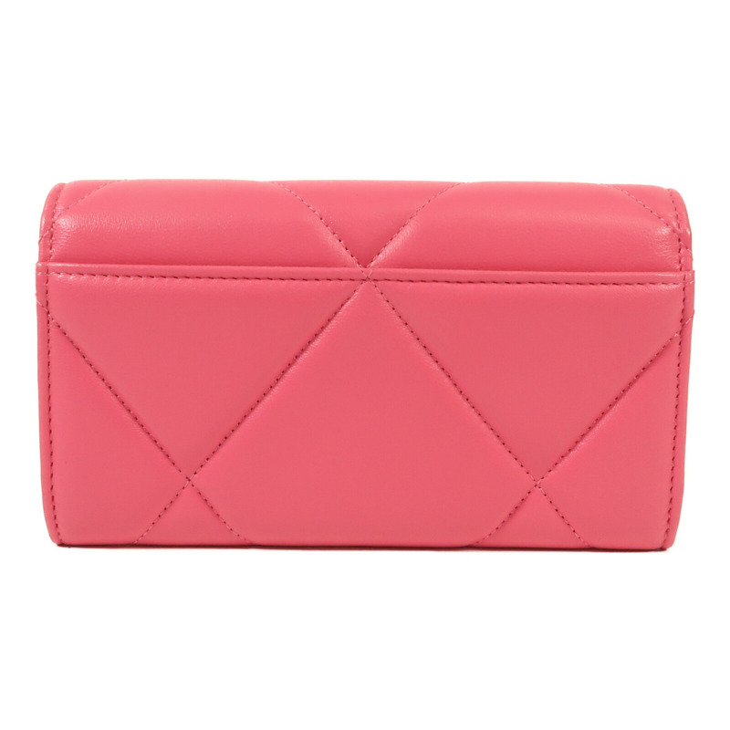 CHANEL 牛皮皮革C19 Medium Flap Wallet金扣長錢包-1