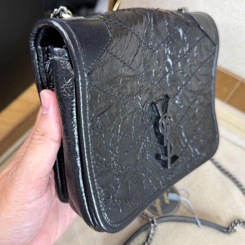 Saint Laurent (YSL) 黑色亮蠟牛皮mini Niki鏈包🖤近期新款-3
