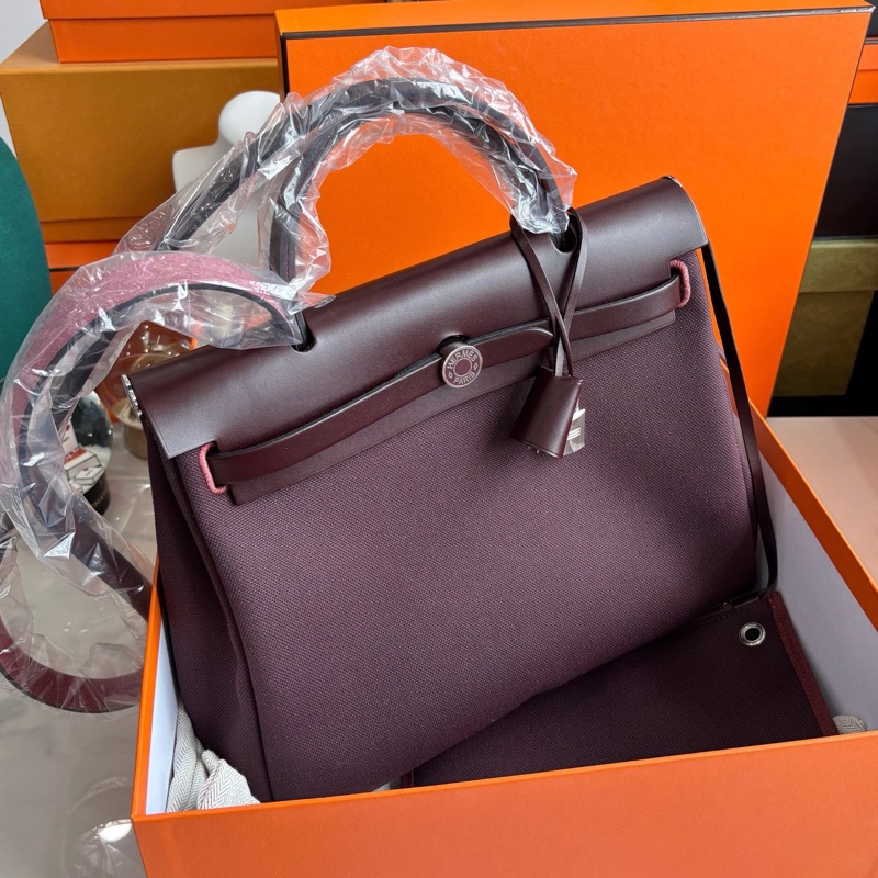 🌈Hermes❤️Herbag 31❤️馬鞍紅拼巧克力色琺瑯扣🌟全新未使用❤️全套有單🌈全膜在🌟-2