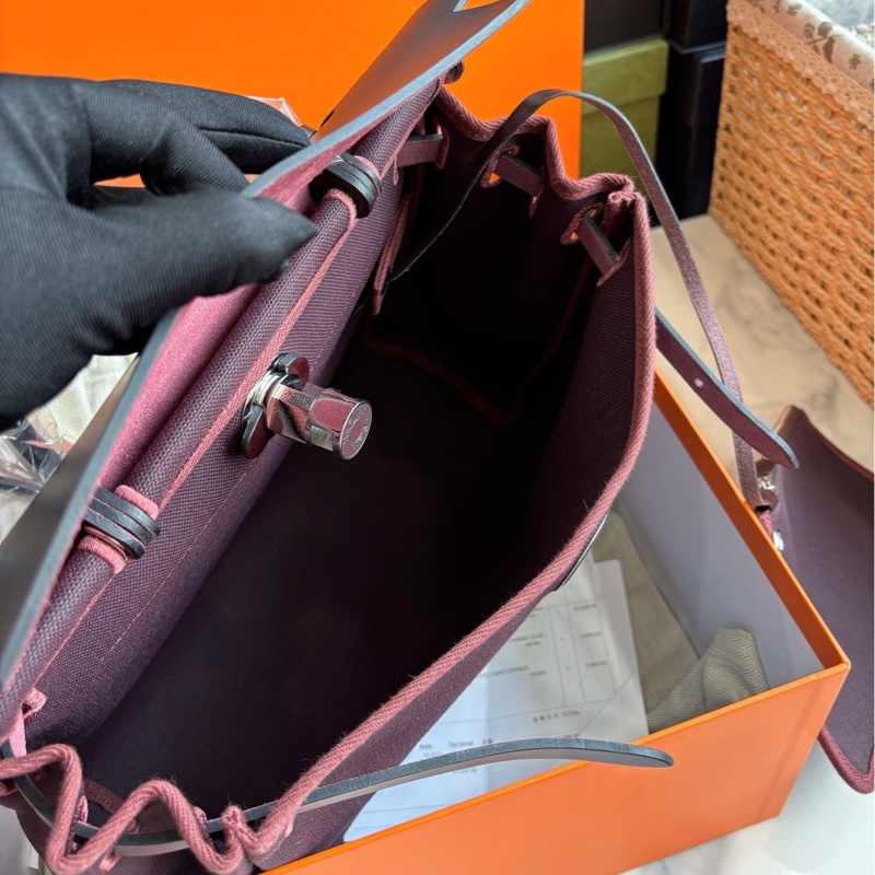 🌈Hermes❤️Herbag 31❤️馬鞍紅拼巧克力色琺瑯扣🌟全新未使用❤️全套有單🌈全膜在🌟-5