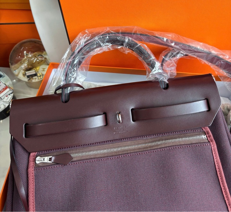 🌈Hermes❤️Herbag 31❤️馬鞍紅拼巧克力色琺瑯扣🌟全新未使用❤️全套有單🌈全膜在🌟-7