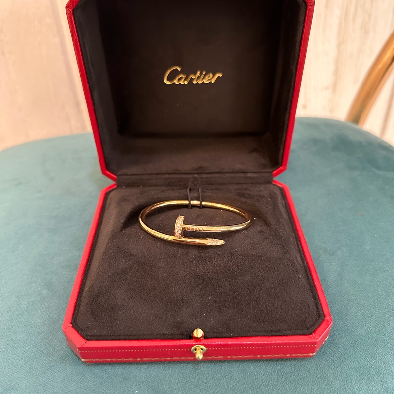 Cartier 750 18K玫瑰金Just un clou32鑽釘手環B6048516-0