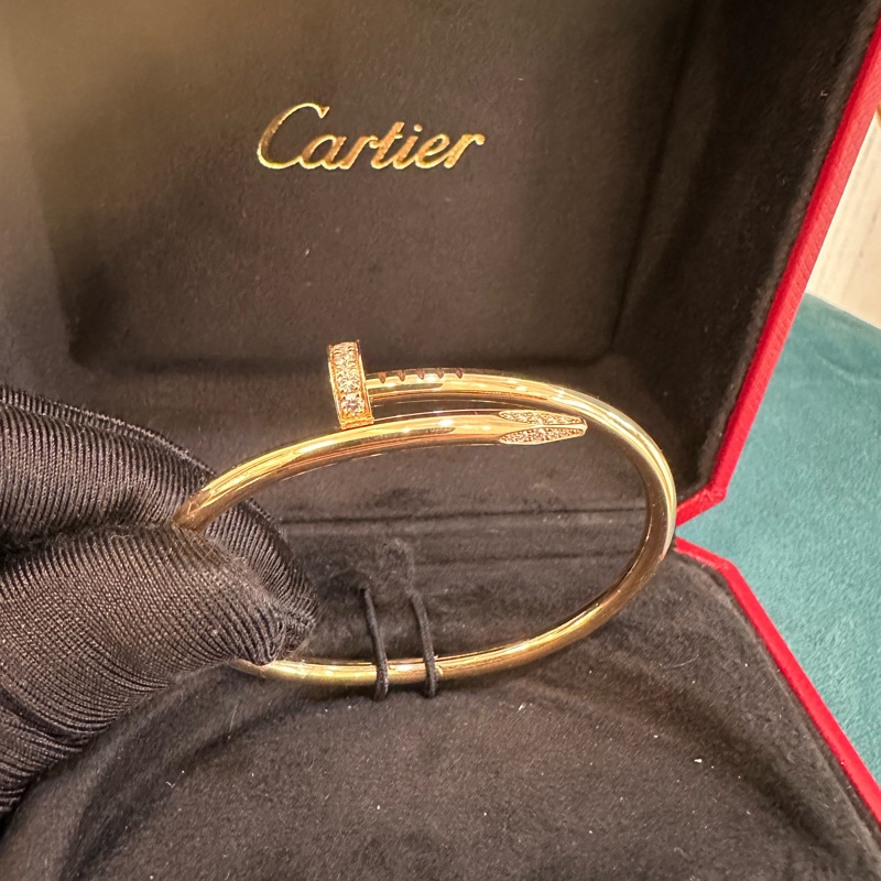 Cartier 750 18K玫瑰金Just un clou32鑽釘手環B6048516-3