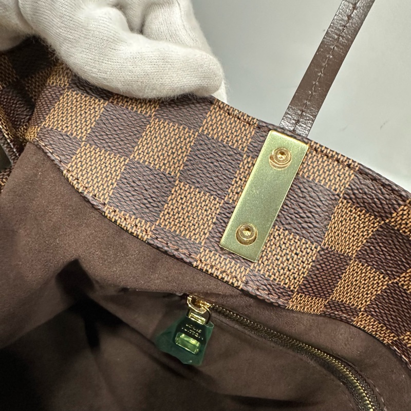 LV N41215 咖棋盤格金釦托特包-23