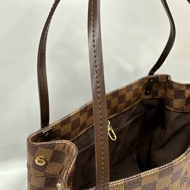 LV N41215 咖棋盤格金釦托特包-37