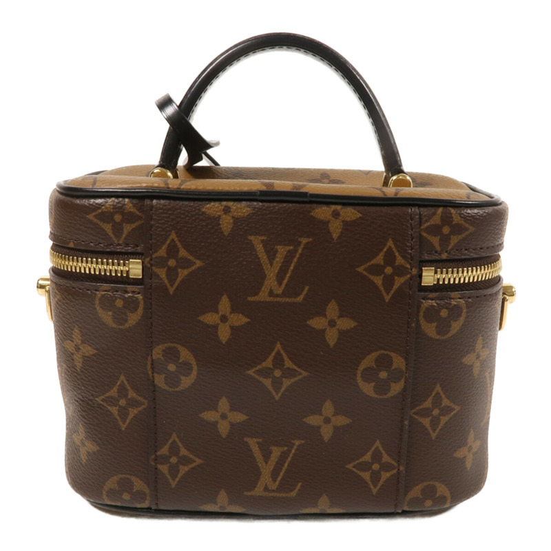LOUIS VUITTON Monogram Reverse Vanity PM金扣手挽肩背兩用袋棕色-1