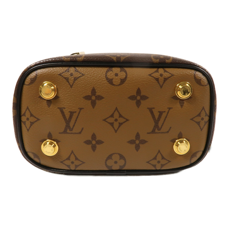 LOUIS VUITTON Monogram Reverse Vanity PM金扣手挽肩背兩用袋棕色-3