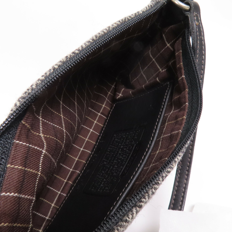 COACH 羊毛/牛皮皮革Hand Bag銀扣手挽袋-11