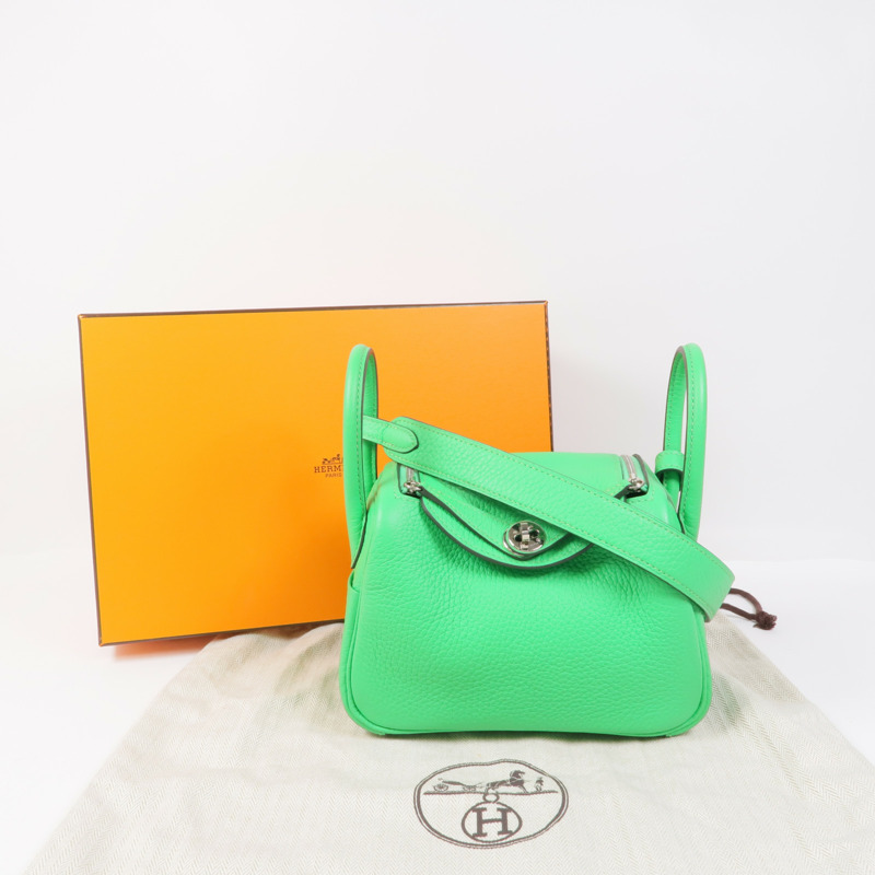 HERMES Clemence皮革Mini Lindy金扣手挽肩背兩用袋Veil Comic-9