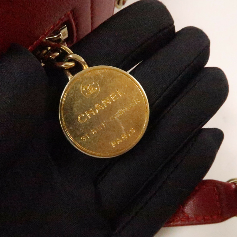 CHANEL 羊皮皮革Chain Shoulder Bag金扣鏈帶手挽肩背袋-9