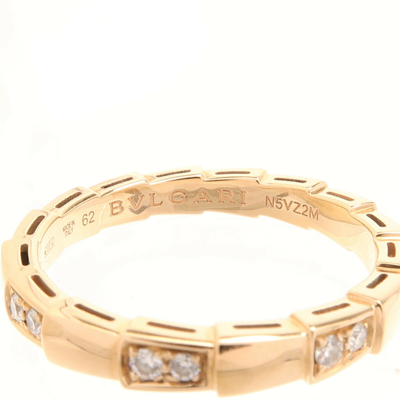 BVLGARI 18K玫瑰金Diamond Serpenti Viper Ring鑽石戒指Bvlgari#62/US#10-4