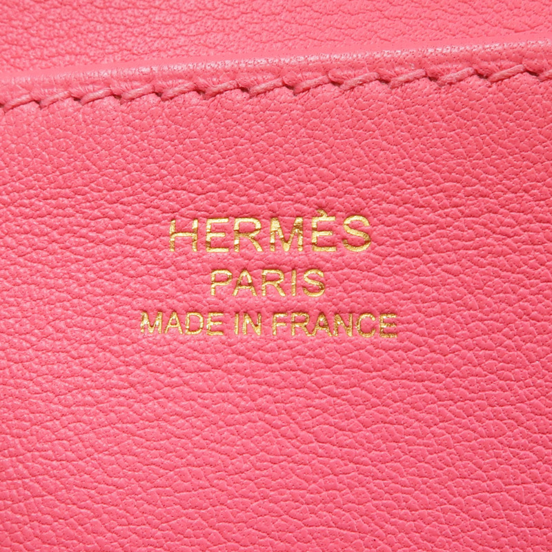 HERMES Swift皮革Mini Halzan金扣手挽肩背兩用袋Rose Azalee-5