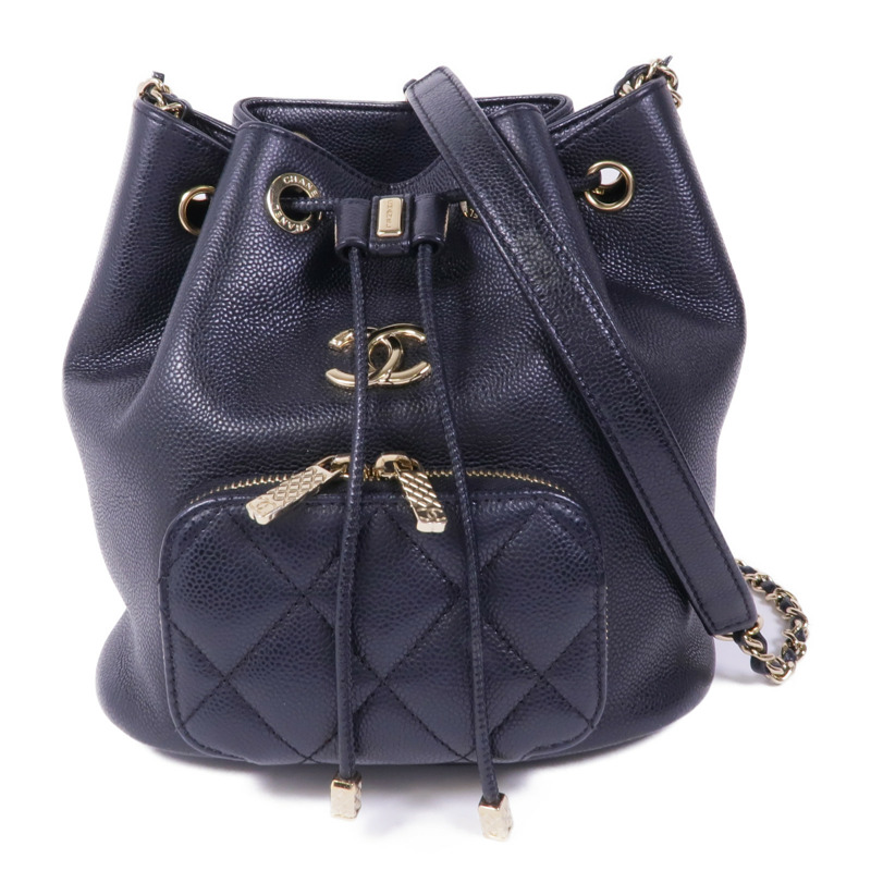 CHANEL 牛皮皮革Chain Shoulder Bag金扣鏈帶肩背袋-0