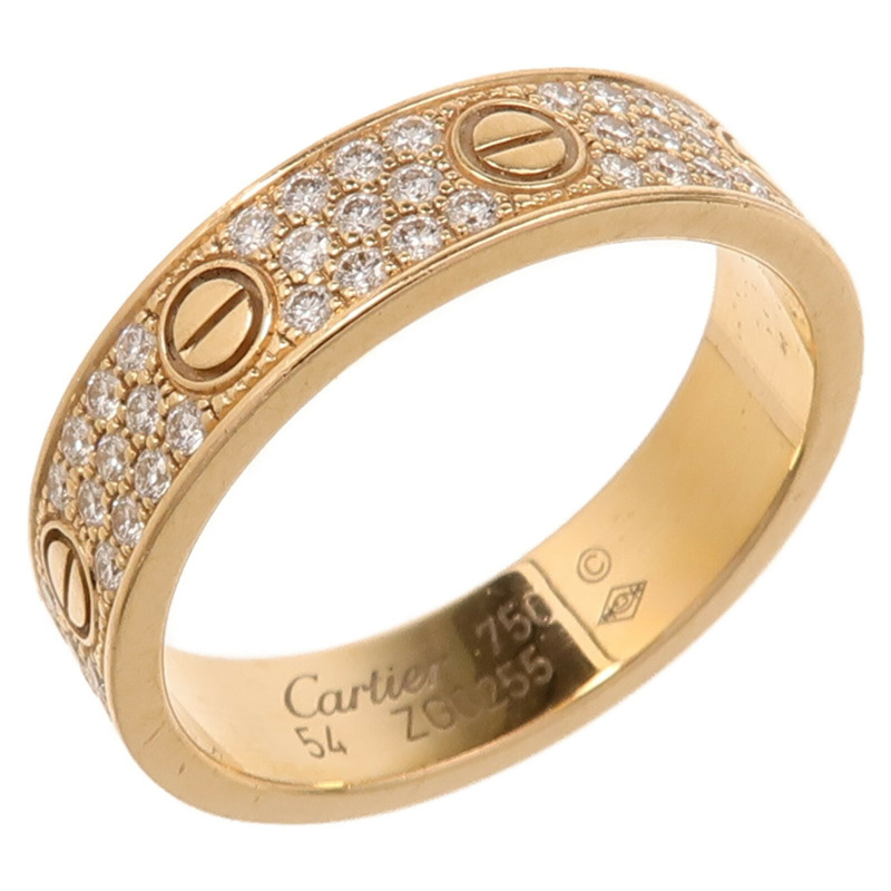 CARTIER 18K玫瑰金Love Ring Full Diamond鑽石戒指Cartier#54/US#6.75-0