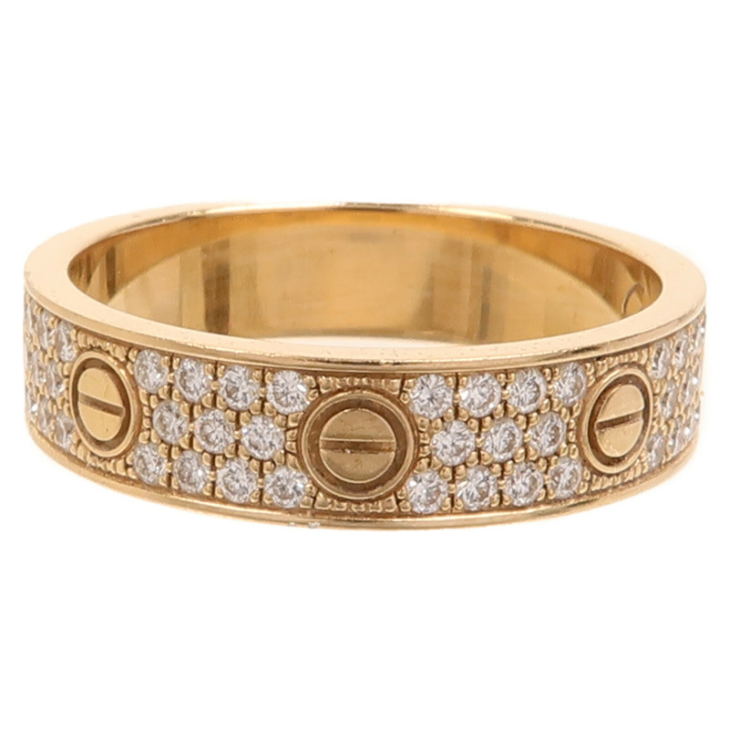 CARTIER 18K玫瑰金Love Ring Full Diamond鑽石戒指Cartier#54/US#6.75-2