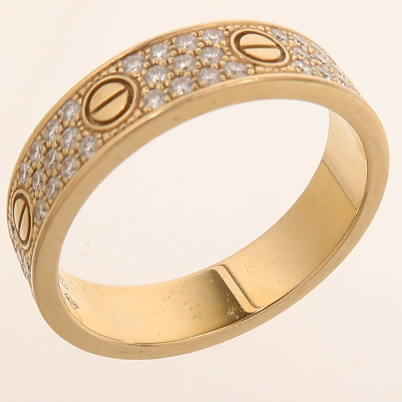 CARTIER 18K玫瑰金Love Ring Full Diamond鑽石戒指Cartier#54/US#6.75-8