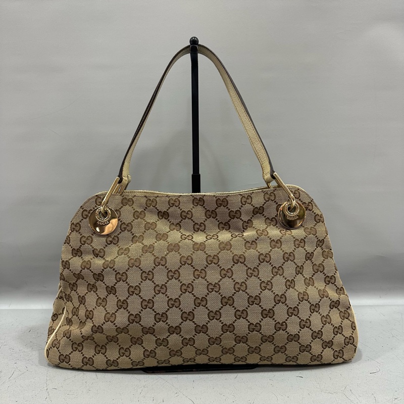 gucci 121023 老花pvc拼白皮肩背包 牛奶包-1