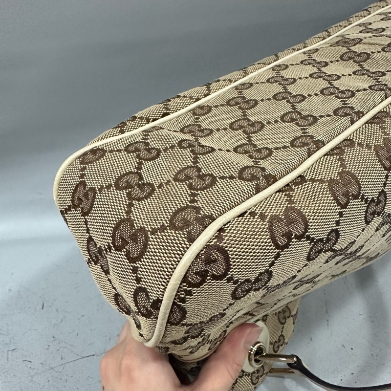 gucci 121023 老花pvc拼白皮肩背包 牛奶包-5
