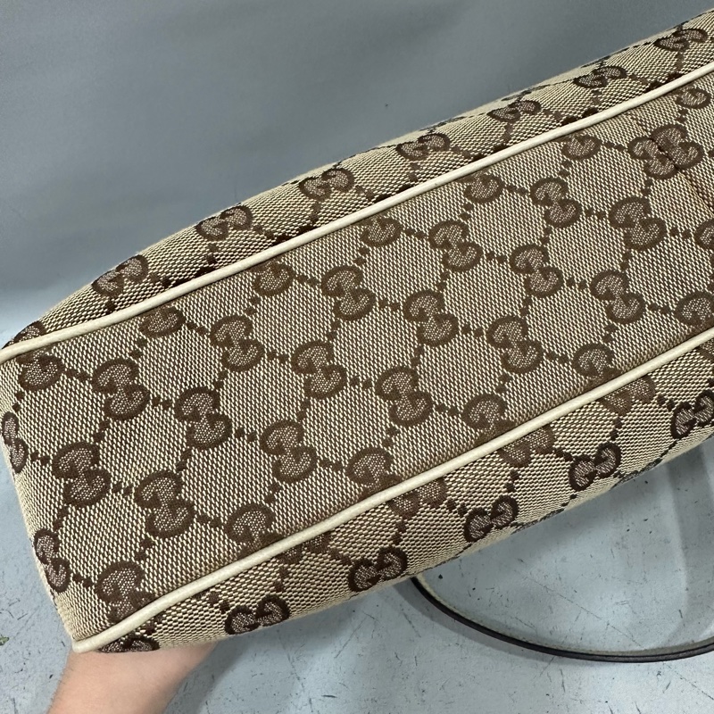gucci 121023 老花pvc拼白皮肩背包 牛奶包-7