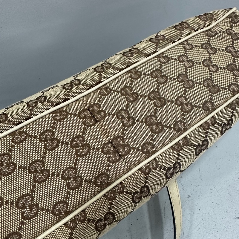 gucci 121023 老花pvc拼白皮肩背包 牛奶包-8