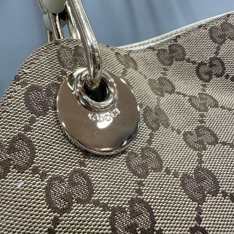 gucci 121023 老花pvc拼白皮肩背包 牛奶包-13