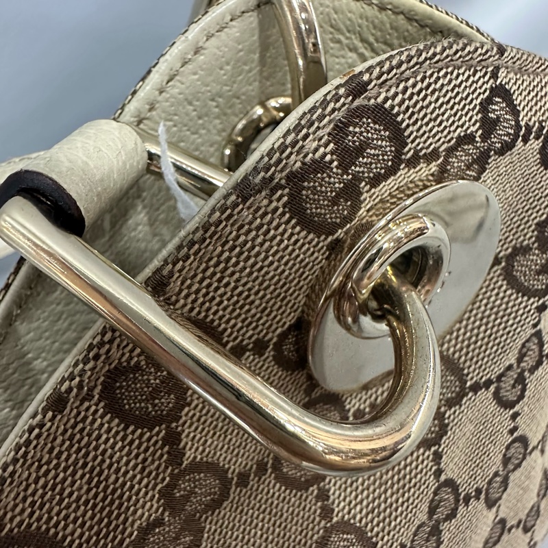 gucci 121023 老花pvc拼白皮肩背包 牛奶包-16