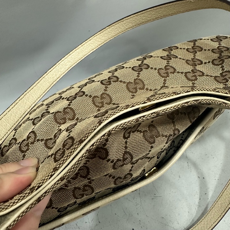 gucci 121023 老花pvc拼白皮肩背包 牛奶包-22