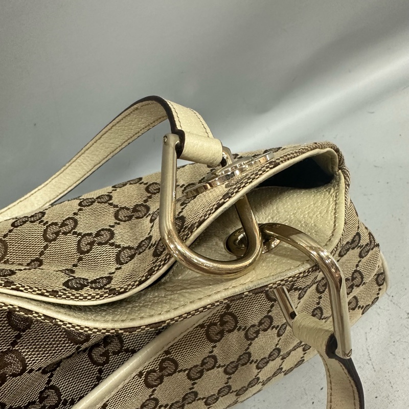 gucci 121023 老花pvc拼白皮肩背包 牛奶包-23