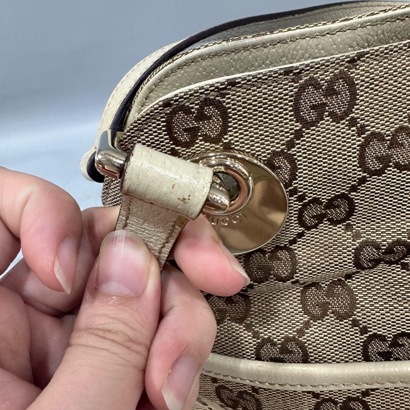 gucci 121023 老花pvc拼白皮肩背包 牛奶包-30