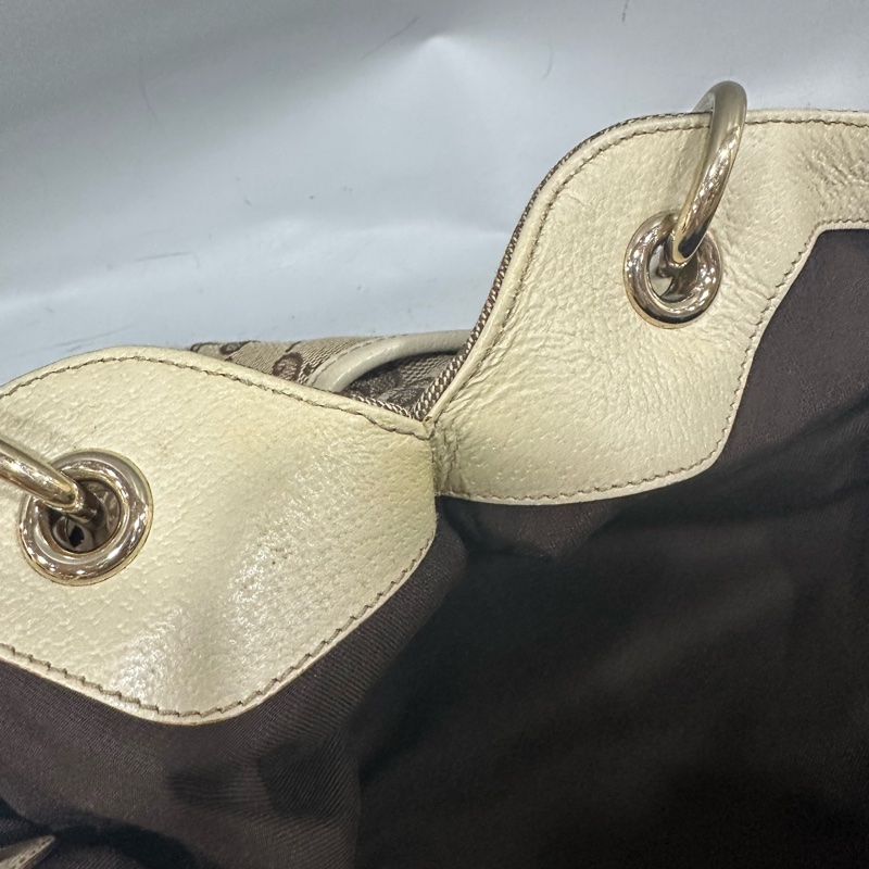 gucci 121023 老花pvc拼白皮肩背包 牛奶包-44