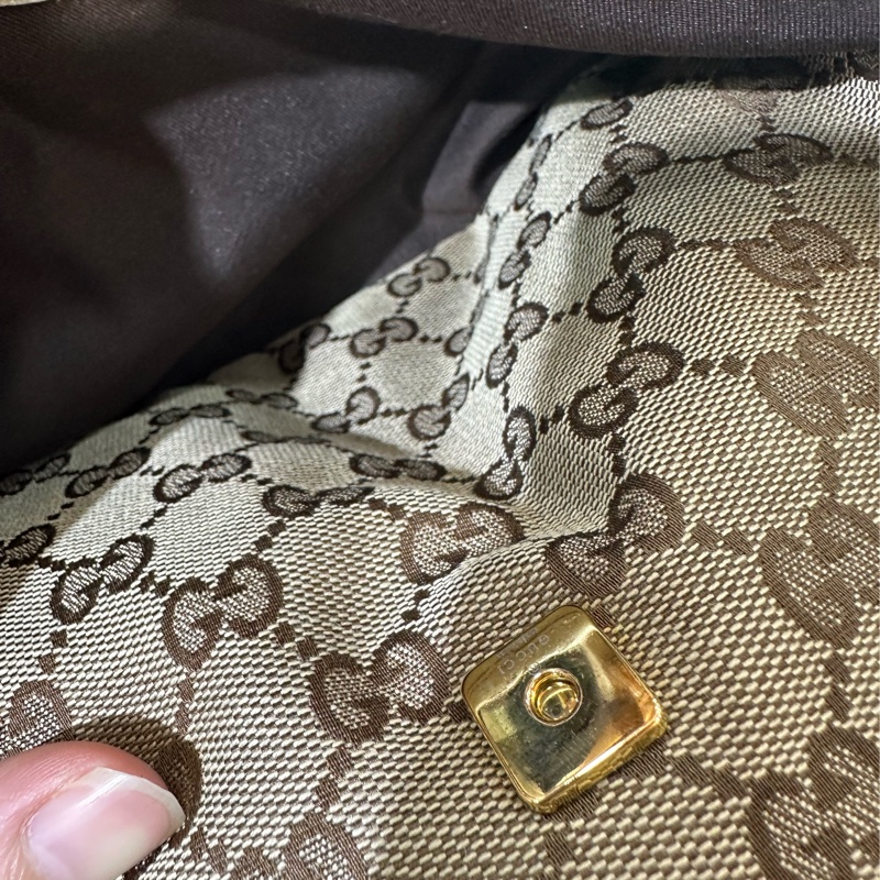 gucci 121023 老花pvc拼白皮肩背包 牛奶包-55