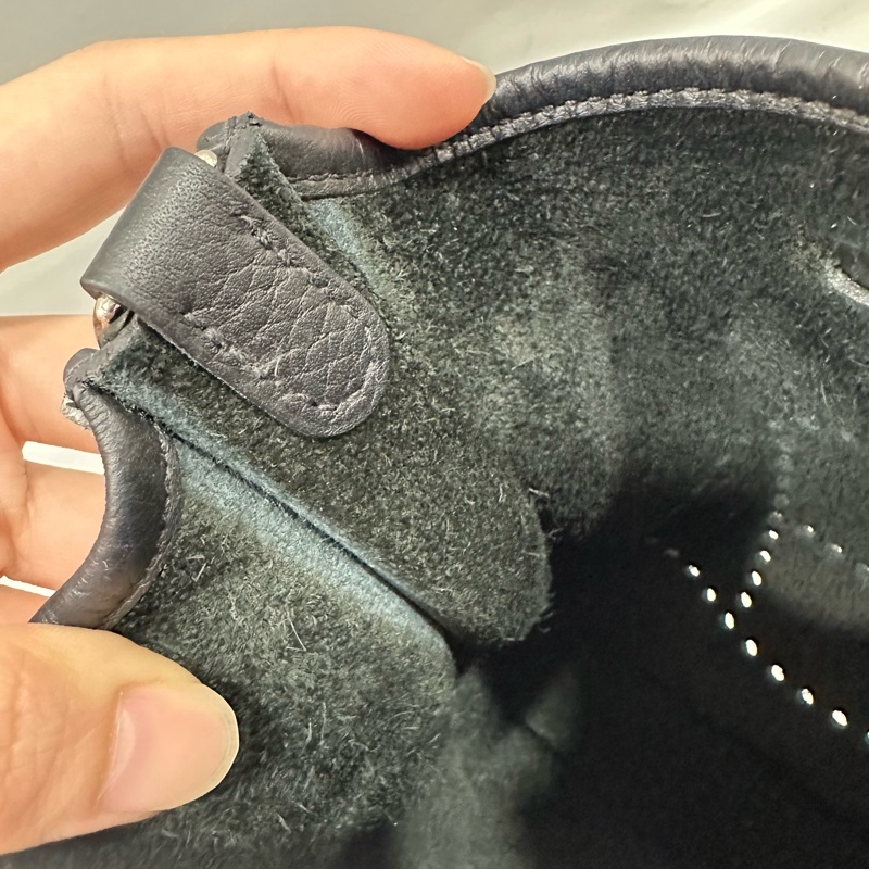 Hermes 黑色TC皮銀釦mini evelyne U刻-25