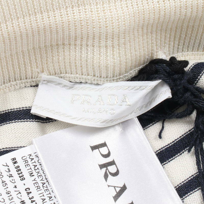 PRADA 褲子 絲棉 白色 海軍藍 二手 男士-2