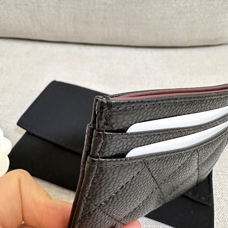 Chanel 經典一字卡夾 荔枝牛皮 黑金-4