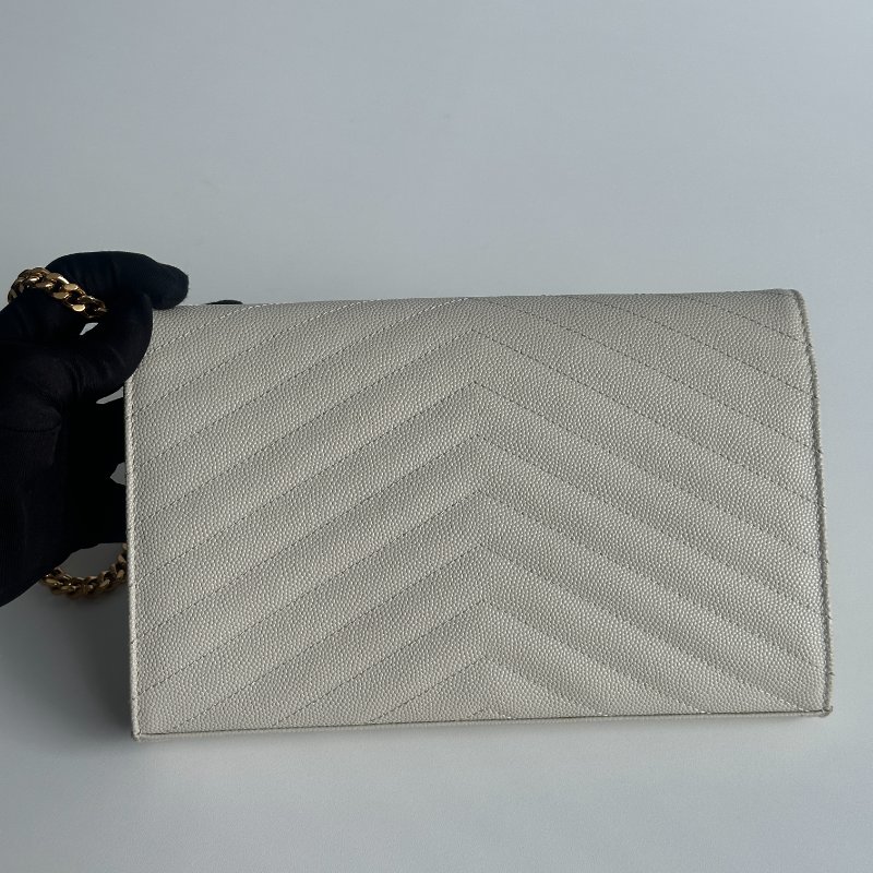 仙女款🧚‍♀️ Saint Laurent YSL 聖羅蘭 信封包 白色金釦 斜背包 肩背包-7