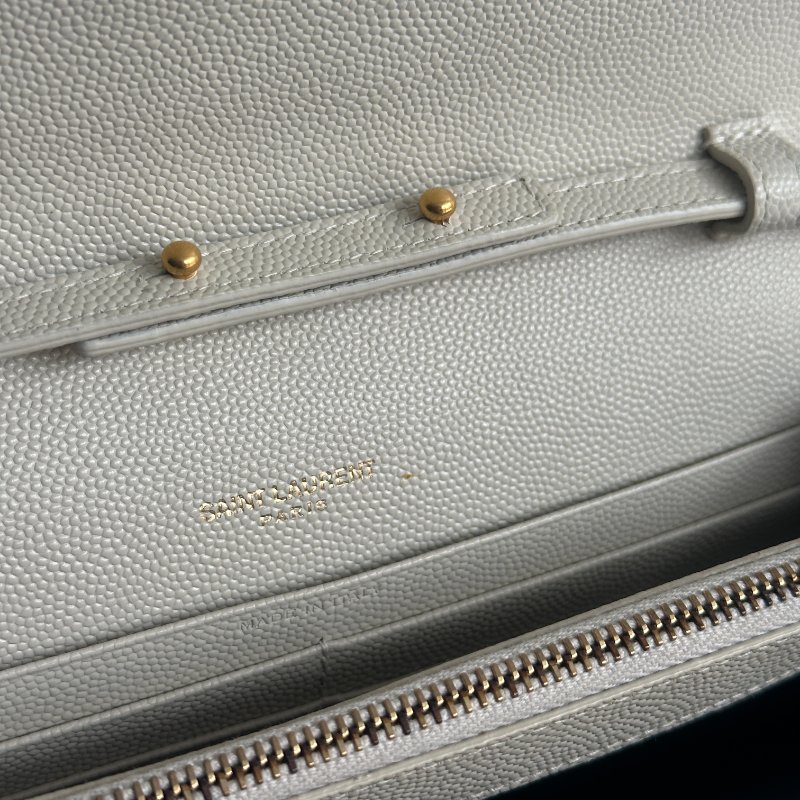 仙女款🧚‍♀️ Saint Laurent YSL 聖羅蘭 信封包 白色金釦 斜背包 肩背包-12