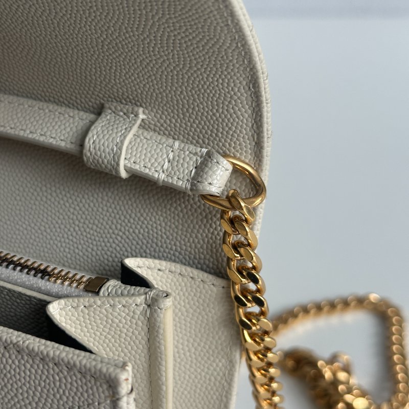 仙女款🧚‍♀️ Saint Laurent YSL 聖羅蘭 信封包 白色金釦 斜背包 肩背包-13
