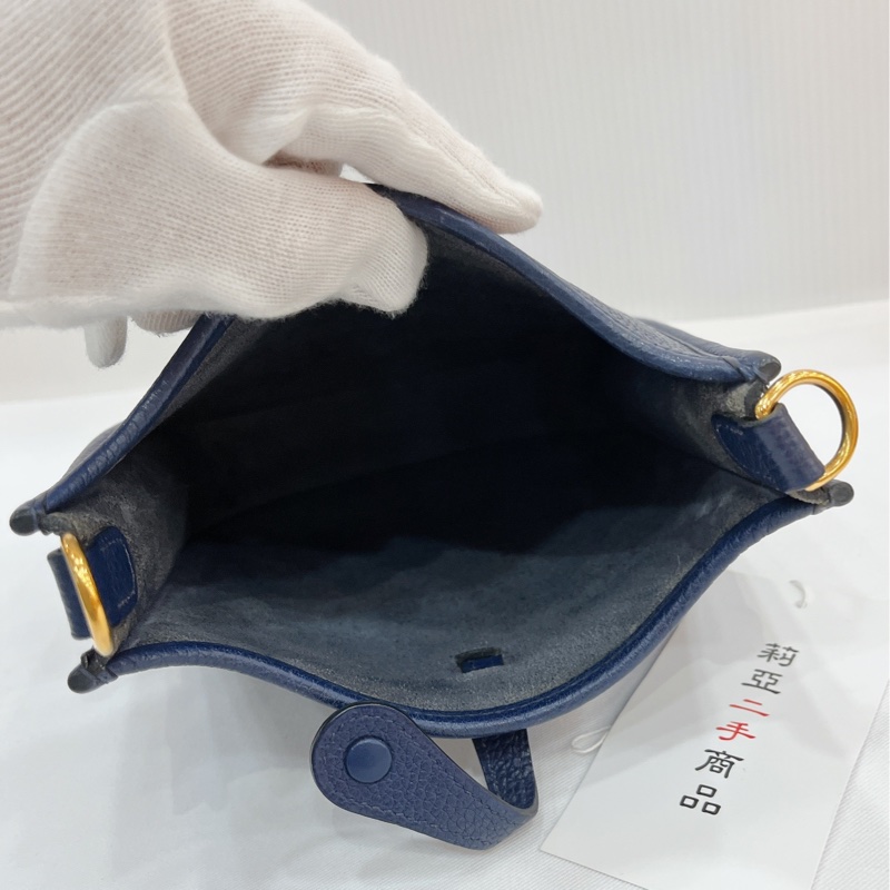 莉亞精品♡ Hermes mini Evelyne #D刻 深藍色 二手-12