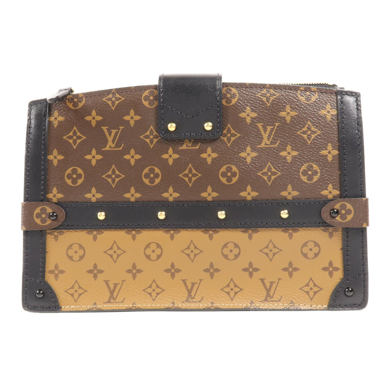 LOUIS VUITTON Monogram Reverse Trunk Clutch金扣肩背袋-1