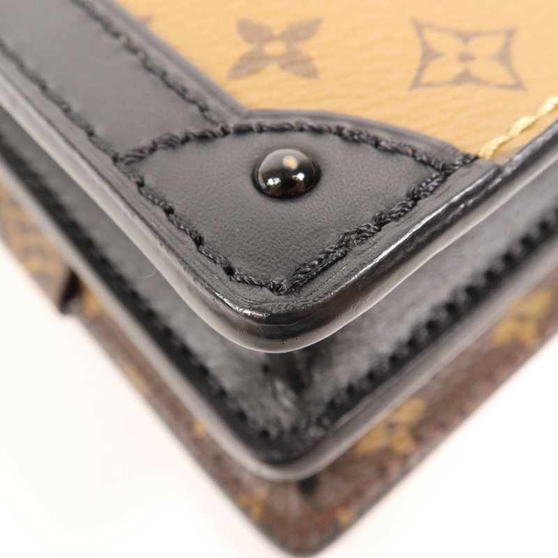 LOUIS VUITTON Monogram Reverse Trunk Clutch金扣肩背袋-9