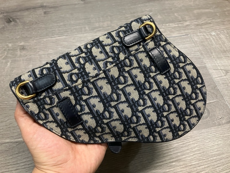 DIOR 迪奧 SADDLE 藍 馬鞍 Oblique WAIST BOBY BAG 帆布 緹花 老花 腰包 胸包 滿版 LOGO 磁吸-1