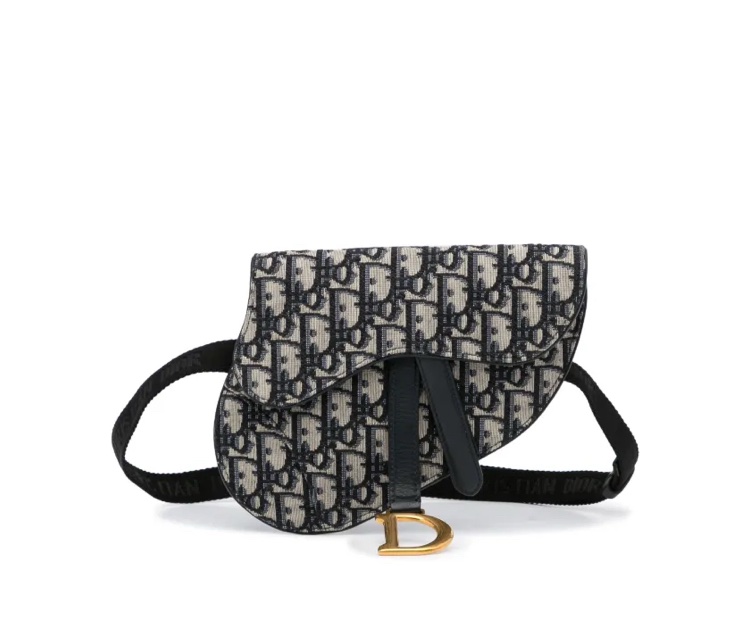 DIOR 迪奧 SADDLE 藍 馬鞍 Oblique WAIST BOBY BAG 帆布 緹花 老花 腰包 胸包 滿版 LOGO 磁吸-4