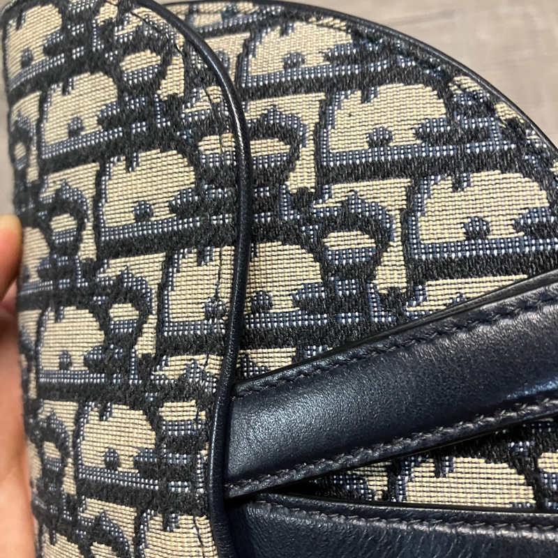 DIOR 迪奧 SADDLE 藍 馬鞍 Oblique WAIST BOBY BAG 帆布 緹花 老花 腰包 胸包 滿版 LOGO 磁吸-10