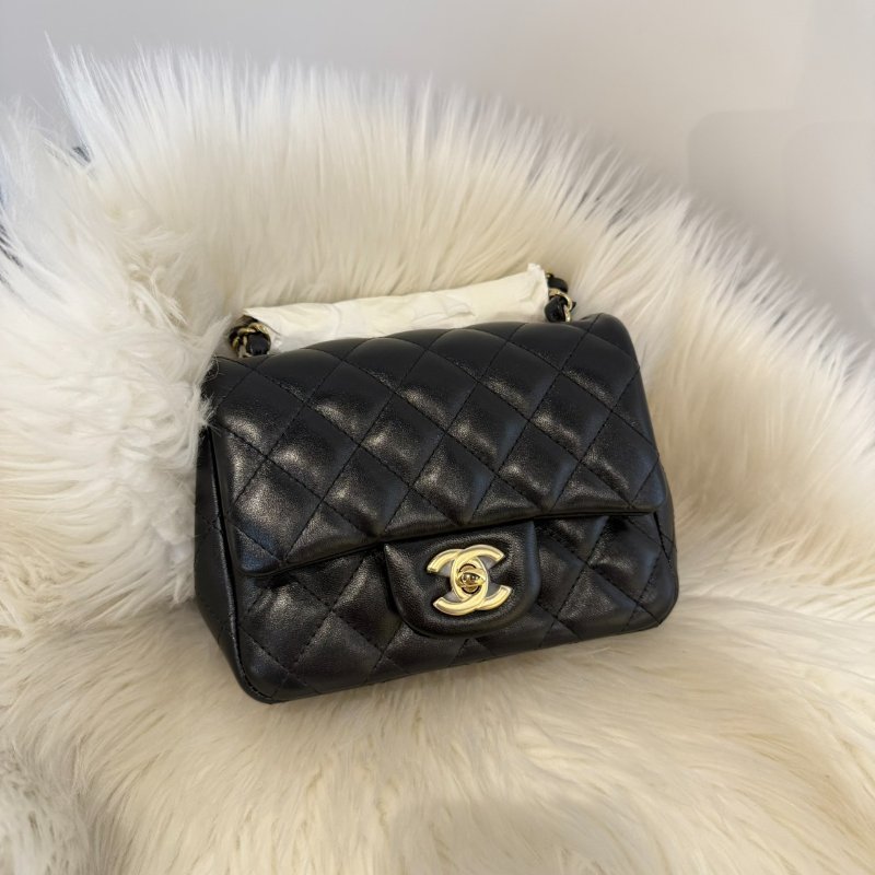 全新 香奈兒 黑金羊 方胖子 斜背包-0