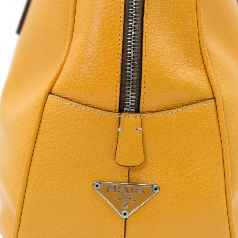 【二手精品】Louis Vuitton Vernis Thompson Street Square 黃色漆皮手提包(有變色)-7