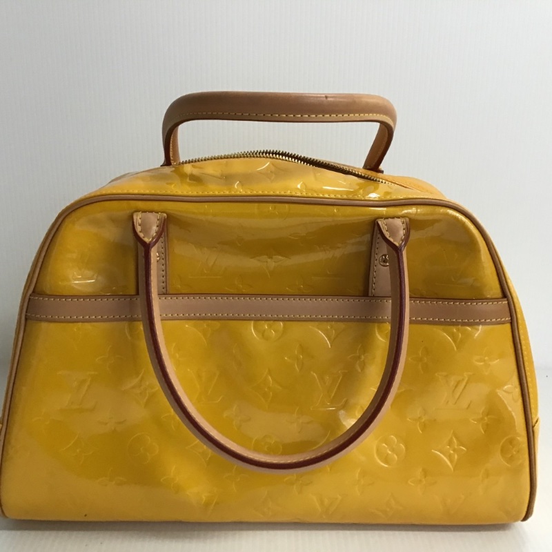 【二手精品】Louis Vuitton Vernis Thompson Street Square 黃色漆皮手提包(有變色)-18